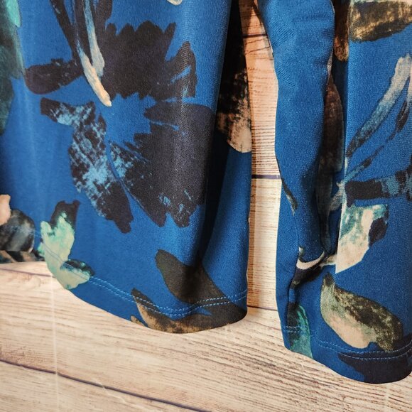 Calvin Klein Long Sleeve Tunic Blouse Blue Floral One Button Back Womens Size 2X - Picture 16 of 16